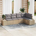 Conjunto de sofá de jardín 5 pcs Beige ratán sintético