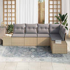 Conjunto de sofá de jardín 5 pcs Beige ratán sintético
