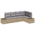 Conjunto de sofá de jardín 5 pcs Beige ratán sintético