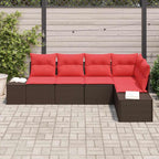 Conjunto de sofá de jardín 5 pcs Marrón ratán sintético