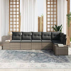 Conjunto de sofá de jardín con cojín 6 pcs Gris ratán sintético