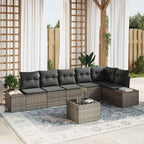 Conjunto de sofá de jardín con cojín 7 pcs Gris ratán sintético