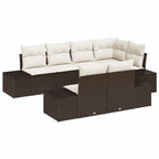 Conjunto de sofá de jardín 7 pcs Marrón y crema Poliratán