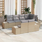 Conjunto de sofá de jardín 7 pcs Beige y gris ratán sintético