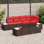 Conjunto de sofá de jardín 7 pcs Marrón ratán sintético