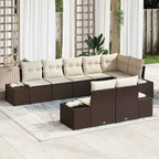 Conjunto de sofá de jardín 8 pcs Marrón y crema ratán sintético