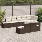 Conjunto de sofá de jardín 8 pcs Marrón y crema ratán sintético