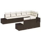 Conjunto de sofá de jardín 8 pcs Marrón y crema ratán sintético