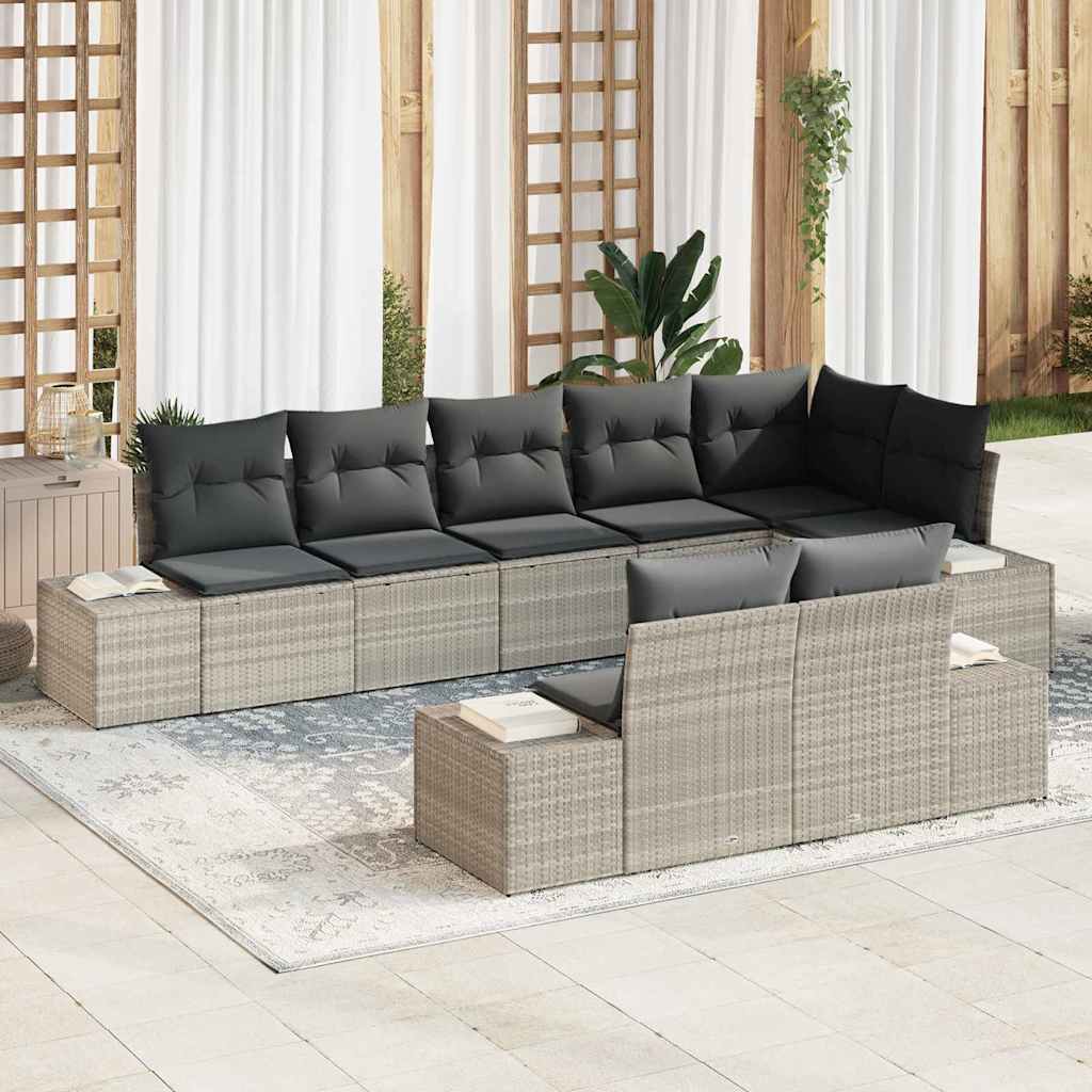 Conjunto de sofá de jardim 7 peças em vime sintético castanho e creme