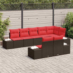 Conjunto de sofá de jardín 8 pcs Marrón ratán sintético
