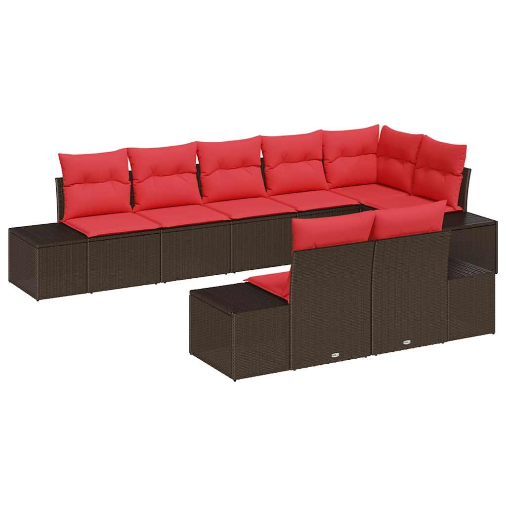 Conjunto de sofá de jardín 8 pcs Marrón ratán sintético