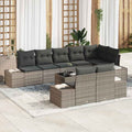 Conjunto de sofá de jardín con cojín 9 pcs Gris ratán sintético