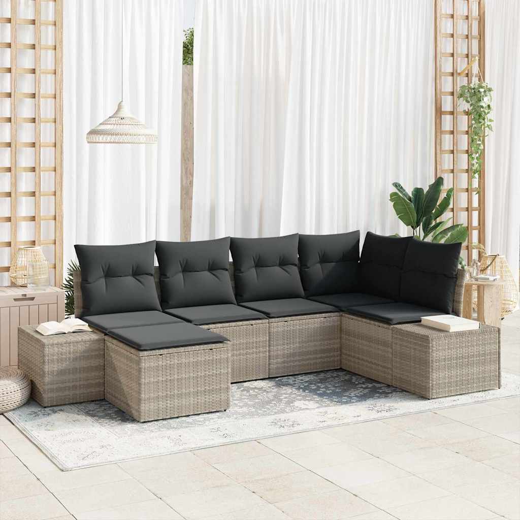 Conjunto de sofá de jardín 6 pcs Beige y Crema ratán sintético