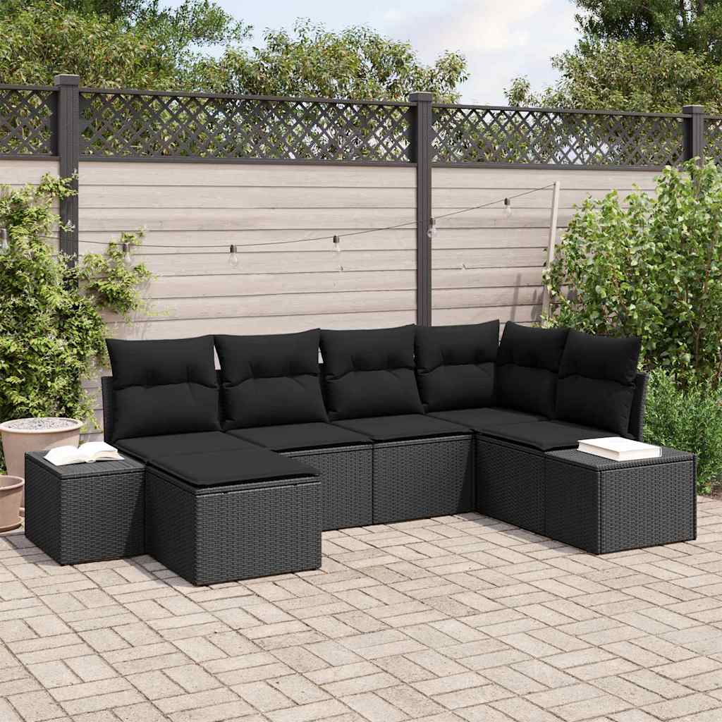Conjunto de sofá de jardín 6 pcs Beige y Crema ratán sintético