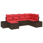 Conjunto de sofá de jardín 6 pcs Marrón ratán sintético