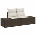 Conjunto de sofá de jardín 7 pcs Marrón y crema ratán sintético