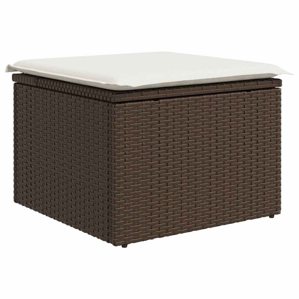 Conjunto de sofá de jardín 7 pcs Marrón y crema ratán sintético