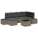Conjunto de sofá de jardín con cojín 7 pcs Gris ratán sintético