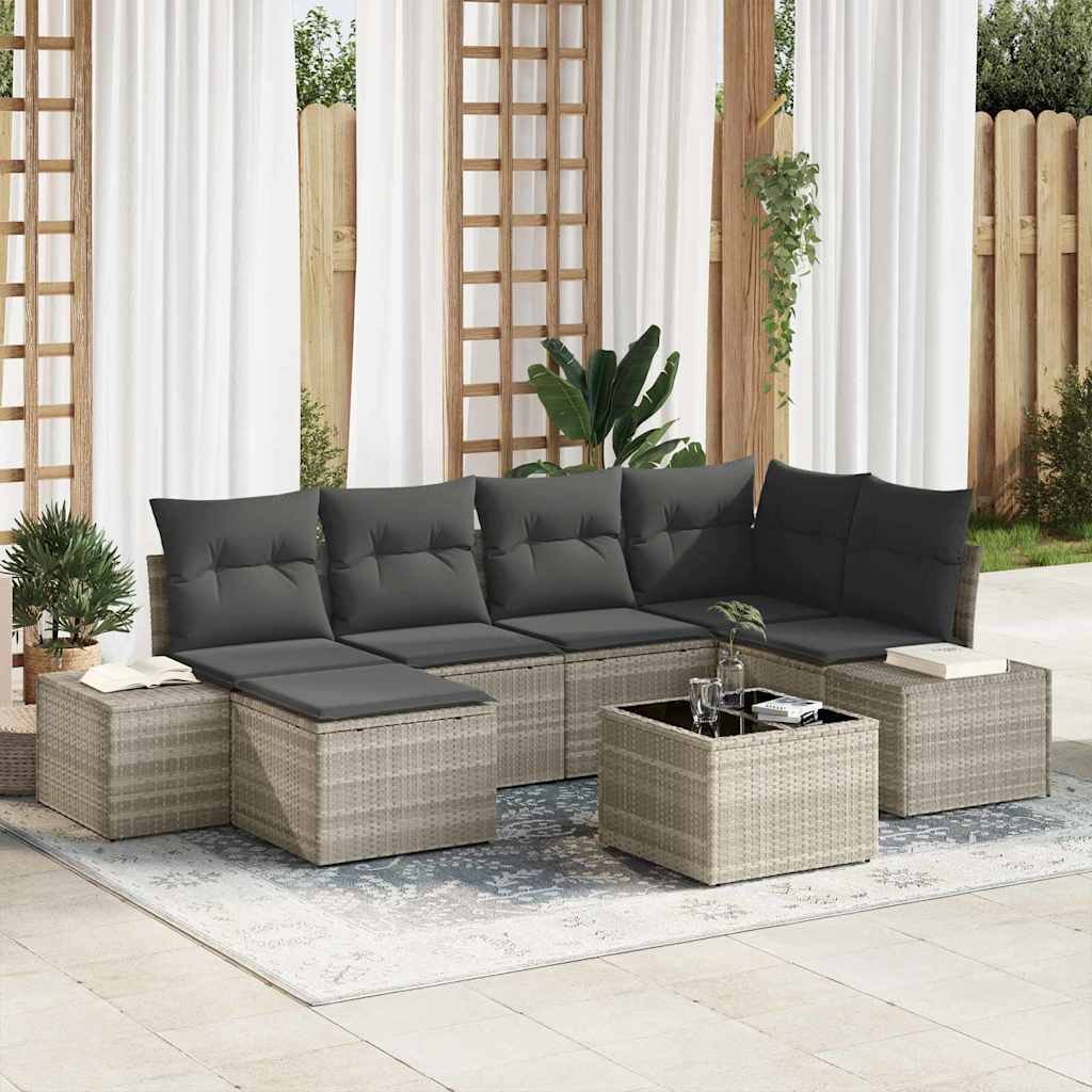 Conjunto de sofá de jardín 6 pcs Beige y Crema ratán sintético