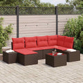 Conjunto de sofá de jardín 7 pcs Marrón ratán sintético