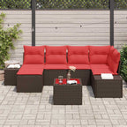 Conjunto de sofá de jardín 7 pcs Marrón ratán sintético