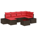 Conjunto de sofá de jardín 7 pcs Marrón ratán sintético