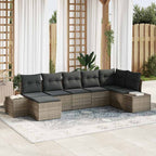 Conjunto de sofá de jardín con cojín 7 pcs Gris ratán sintético
