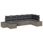 Conjunto de sofá de jardín con cojín 7 pcs Gris ratán sintético