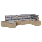Conjunto de sofá de jardín 7 pcs Beige ratán sintético