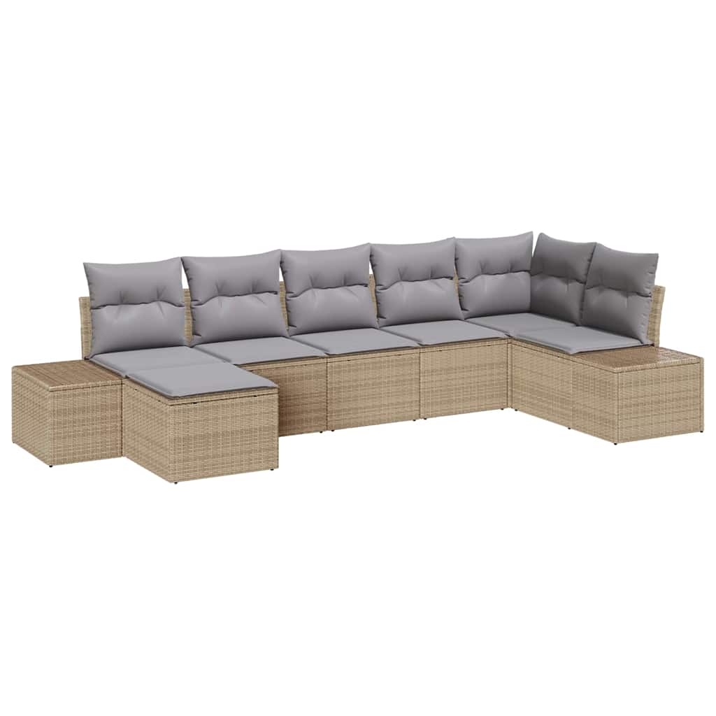 Conjunto de sofá de jardín 7 pcs Beige ratán sintético