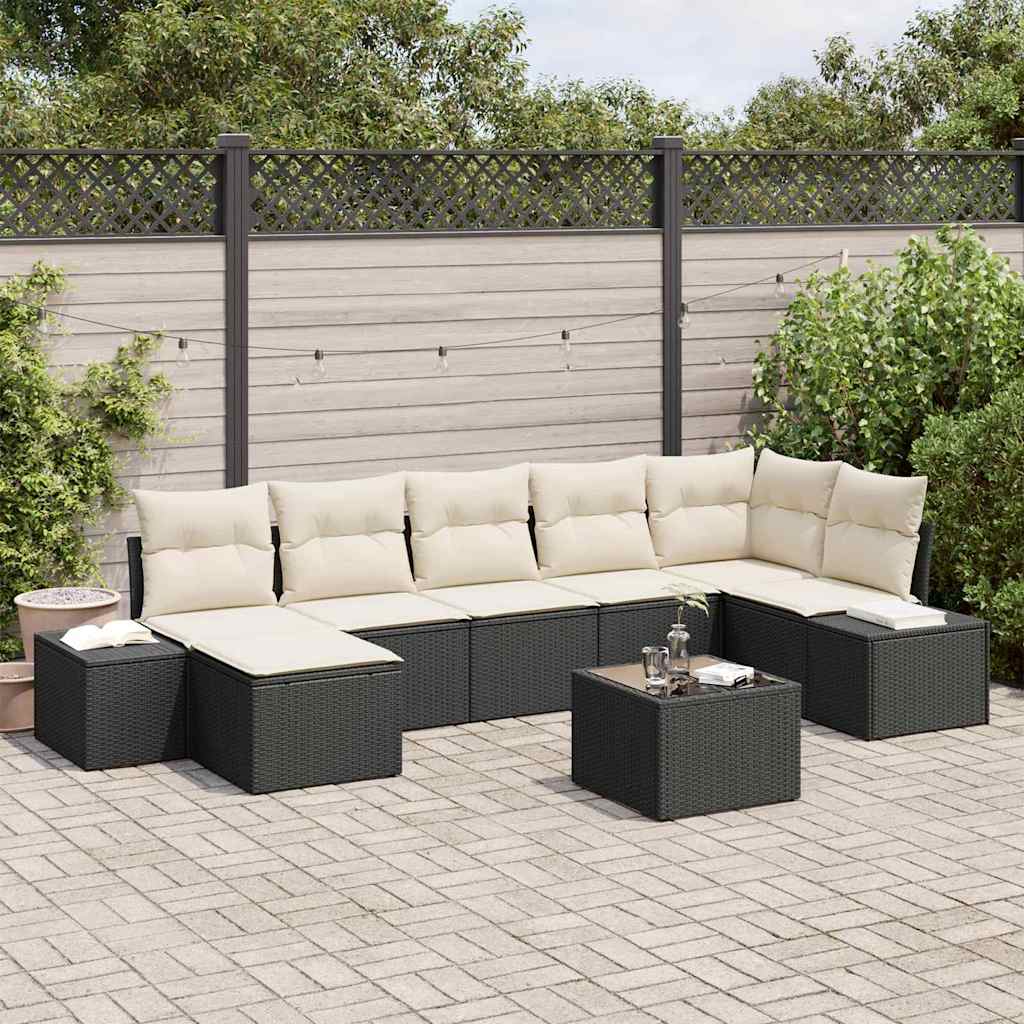 Conjunto de sofá de jardín 7 pcs Beige ratán sintético