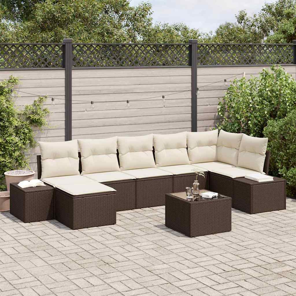 Conjunto de sofá de jardín 7 pcs Beige ratán sintético