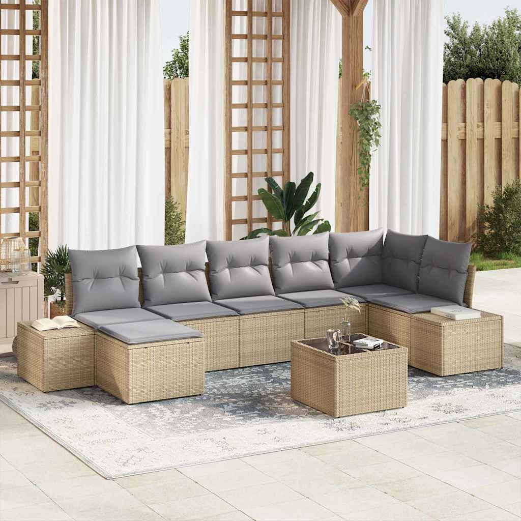 Conjunto de sofá de jardín 7 pcs Beige ratán sintético