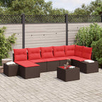 Conjunto de sofá de jardín 8 pcs Marrón ratán sintético