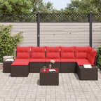 Conjunto de sofá de jardín 8 pcs Marrón ratán sintético