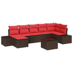 Conjunto de sofá de jardín 8 pcs Marrón ratán sintético