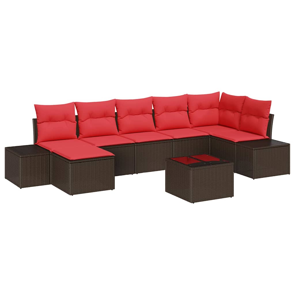 Conjunto de sofá de jardín 8 pcs Marrón ratán sintético