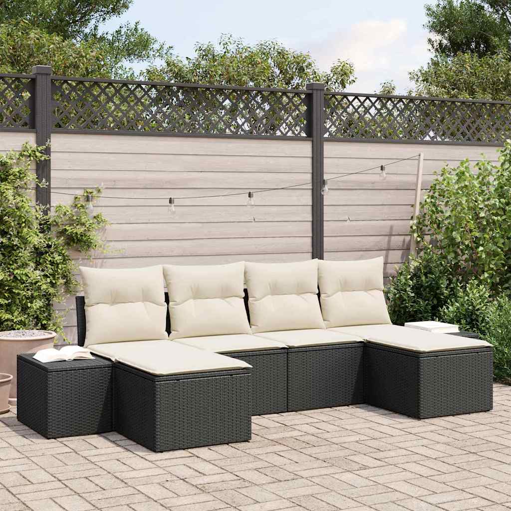 Conjunto de sofá de jardim 6 peças Bege vime sintético