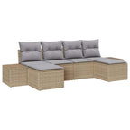 Conjunto de sofá de jardín 6 pcs Beige ratán sintético