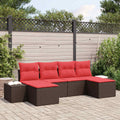 Conjunto de sofá de jardín 6 pcs Marrón ratán sintético