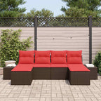 Conjunto de sofá de jardín 6 pcs Marrón ratán sintético