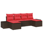 Conjunto de sofá de jardín 6 pcs Marrón ratán sintético