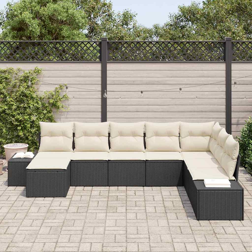 Conjunto de sofá de jardín con cojín 8 pcs ratán sintético