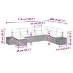 Conjunto de sofá de jardín con cojín 8 pcs ratán sintético
