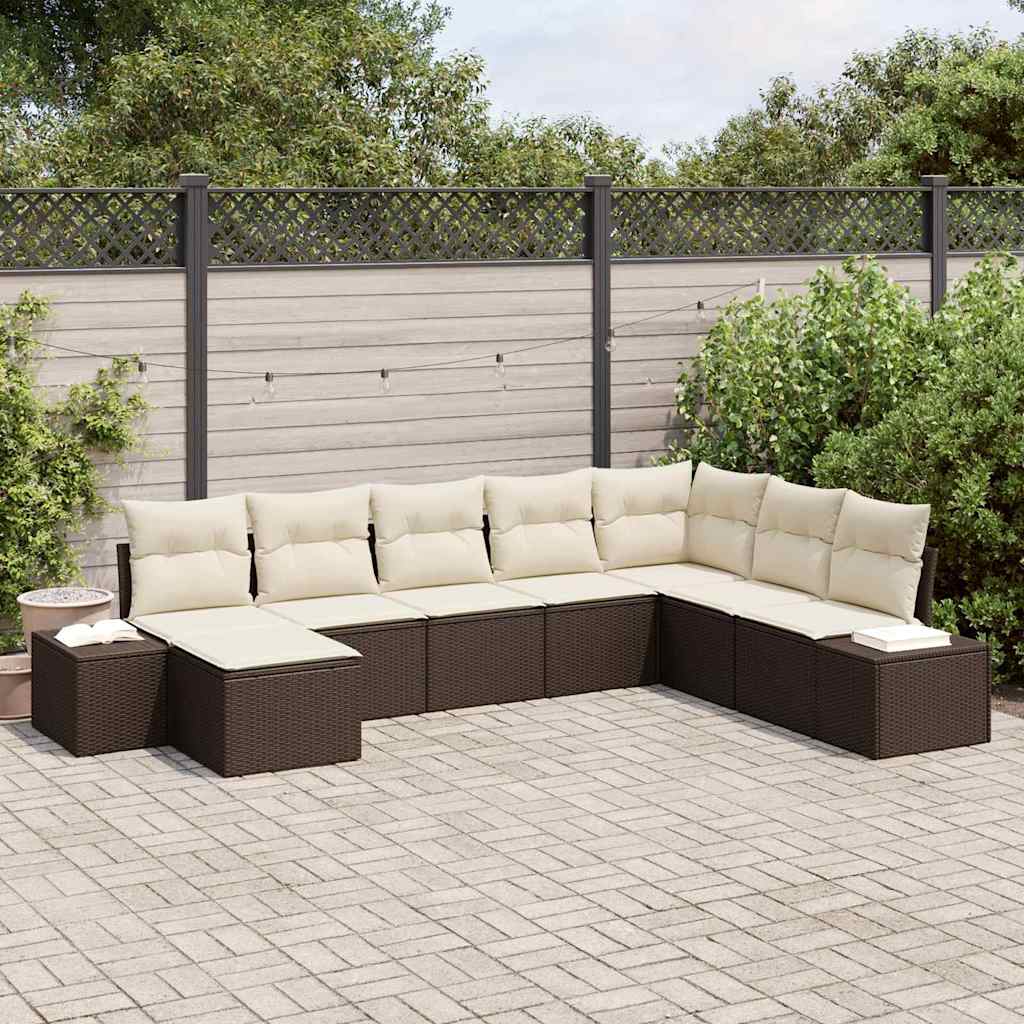 Conjunto de sofá de jardín con cojín 8 pcs ratán sintético