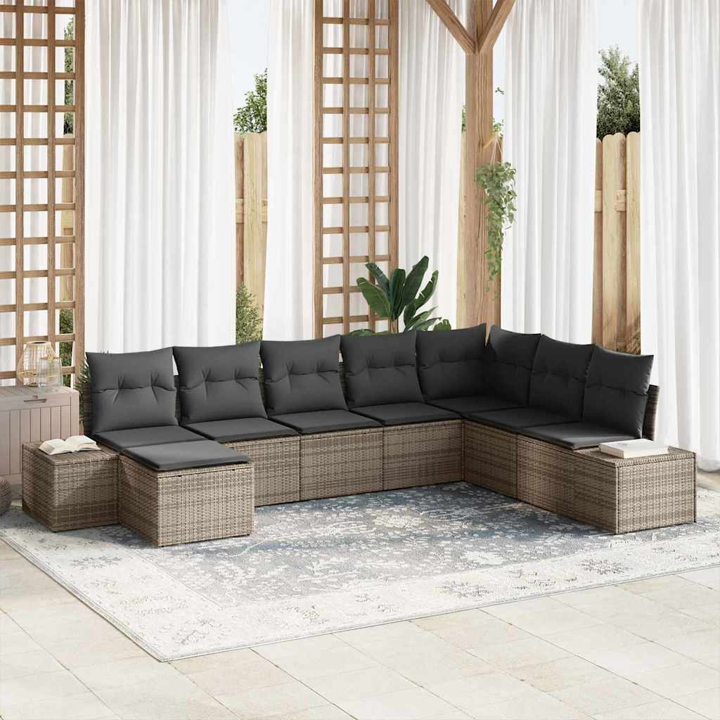 Conjunto de sofá de jardín con cojín 8 pcs ratán sintético