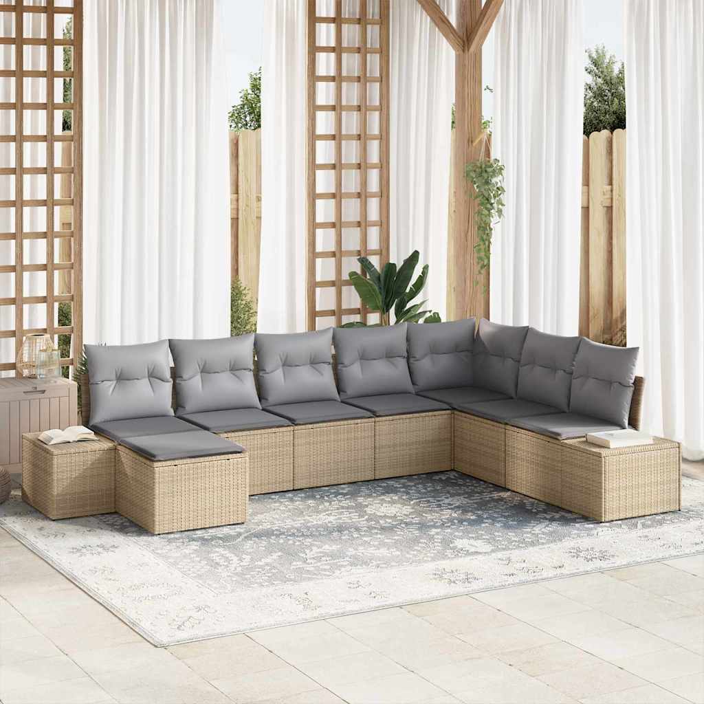 Conjunto de sofá de jardín con cojín 8 pcs ratán sintético