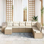 Conjunto de sofá de jardín 8 pcs Beige ratán sintético