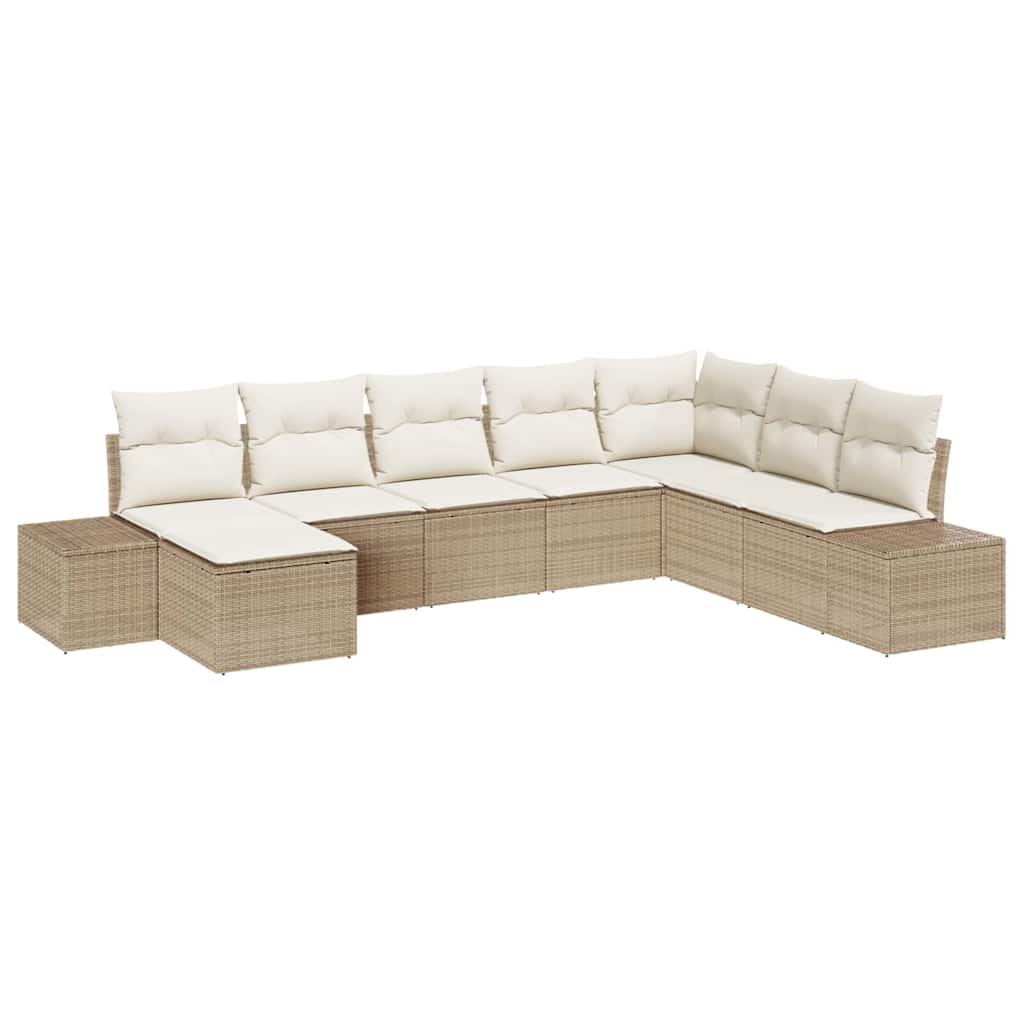 Conjunto de sofá de jardín 8 pcs Beige ratán sintético