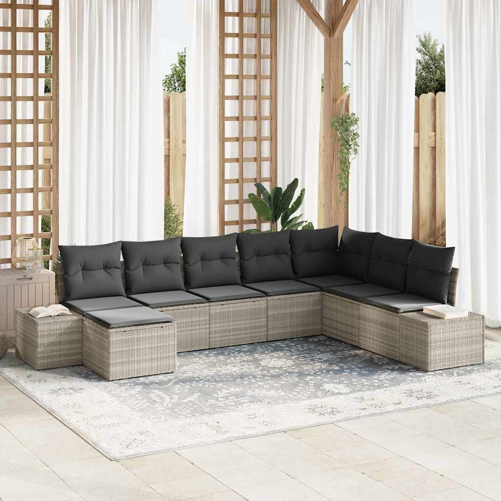 Conjunto de sofá de jardín con cojín 8 pcs ratán sintético